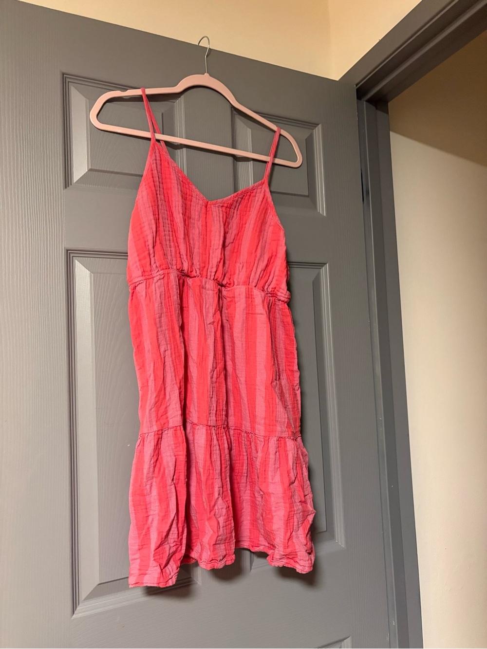 SO Pink Striped Spaghetti Strap sun Dress XL cover up